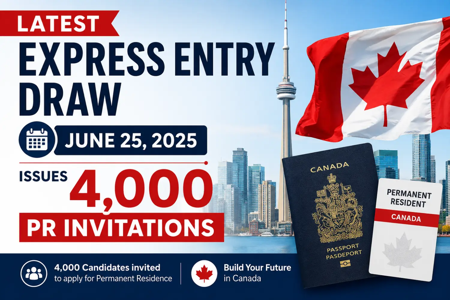 Latest Express Entry Draw on June 25 Issues 4,000 PR Invitations